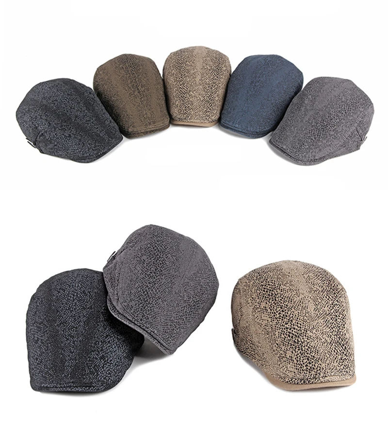 Spring Summer Hat Men Cotton Snakeskin Pattern Herringbone Berets Thin Flat Peaked Caps Women Cabbie Sun Newsboy Hat Adjustable men's black beret hat