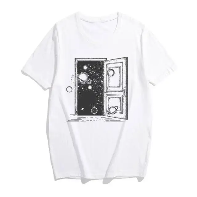 GAAJ "Космическая" футболка женская с круглым вырезом дизайн женская футболка с круглым вырезом мода плюс размер повседневная женская футболка тонкая TESJF