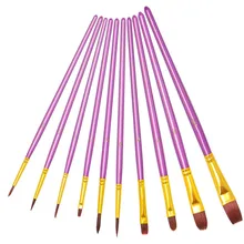 Акварель кисти 10 шт. художников Краски Кисть Акриловая акварель круглым заостренным кончиком нейлоновые волосы pincel картиной Краски кисти Q70