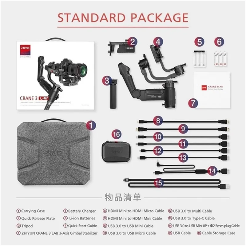 Zhiyun Crane 3 Lab 3-осевой ручной карданный Стабилизатор камеры steadicam Viatouch для dslr камер canon sony pk Crane 2