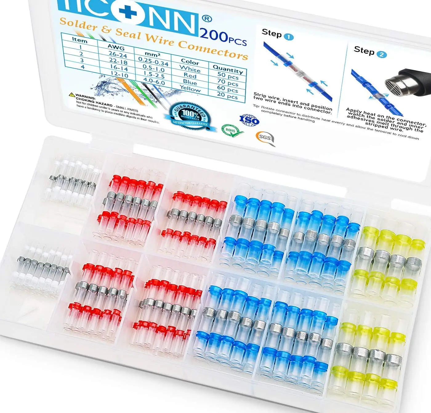 Mixed Heat Shrink Connect Terminals Waterproof Sleeve Tube Electrical Wire Insulated Butt Connectors Kit heat shrink tubing wire connectors wiring connector 300/500/800PCS
