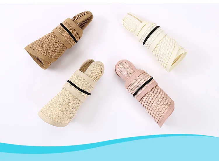 Beach hat women sun hat rabbit hat children hat summer straw folding visor kids cap adjustable kids sun for boys girls outdoor