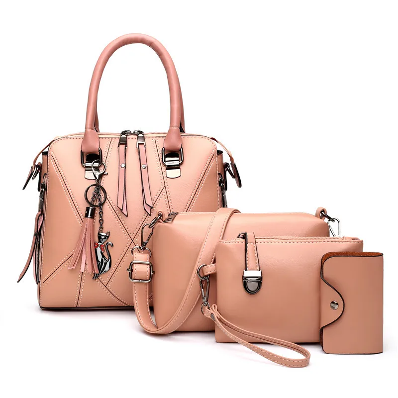 

Different Size Bags Bag in Bag Europe Trend Exquisite Tassels Women's Hand Shoulder Oblique Different Size Bags Four-piece Set