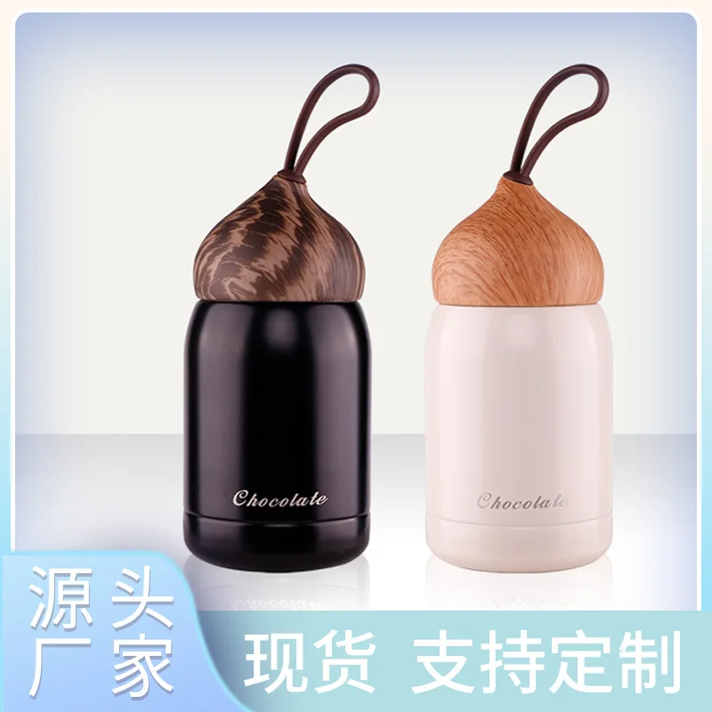 

Wood grain cover water cup 304 stainless steel vacuum flask portable leak-proof fashion water bottle sports water cup