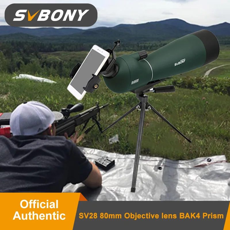 Spotting Scope Zoom Bak4-Prism Birdwatching Svbony Sv28 20-60x80 Waterproof Spyglass