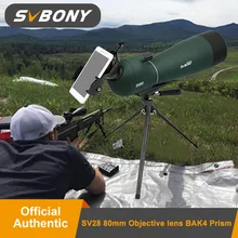 SVBONY SV28 20-60x80mm Telescopio terrestre catalejo con Zoom BK7 prisma FMC lente de aves de caza telescopio Monocular telescopio impermeable F9308 para caza, tiro, tiro con arco, observación de aves