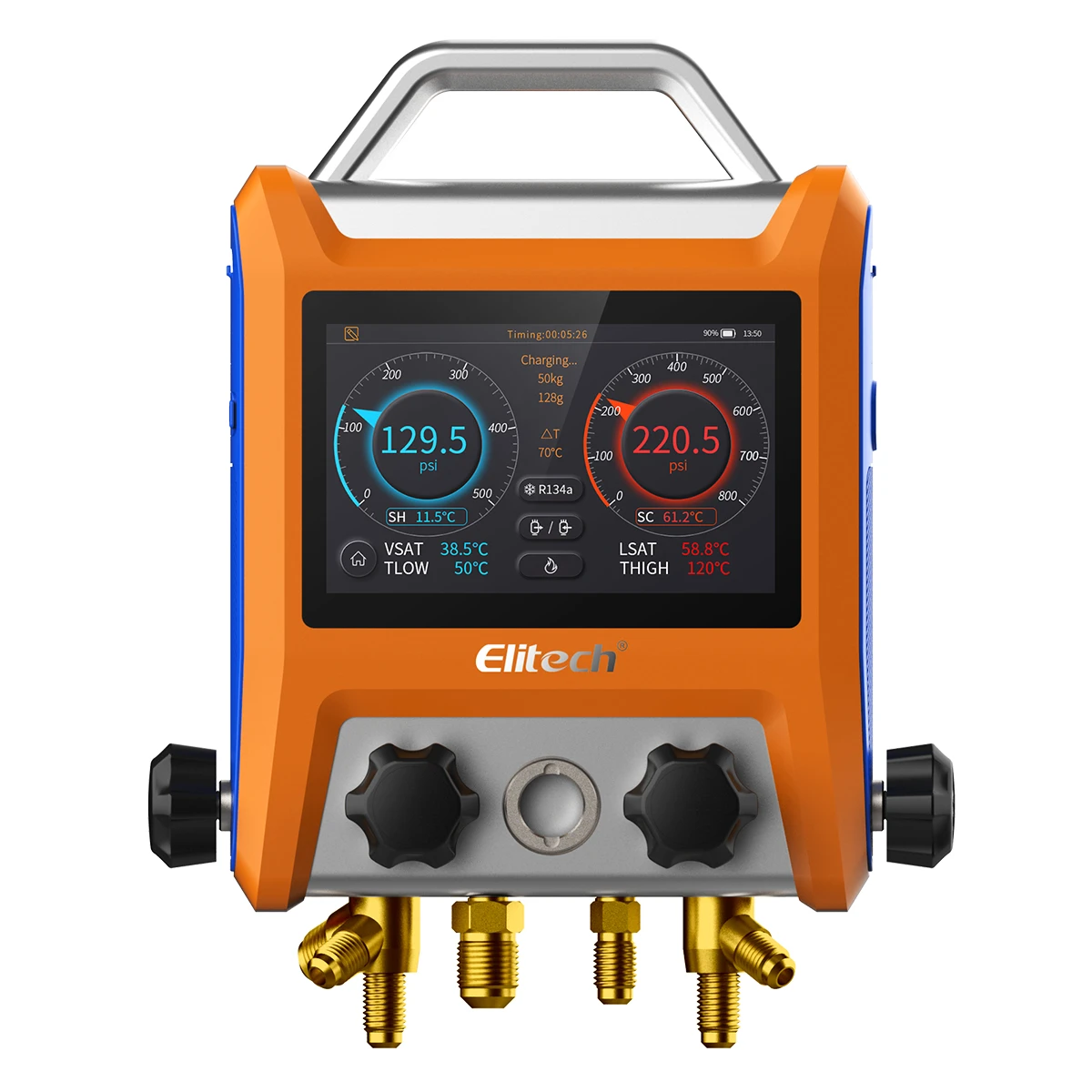 Elitech Emg40v Intelligent 4 Valves Digital Manifold Kit With 5” Smart Touch Screen Hvac Gauge