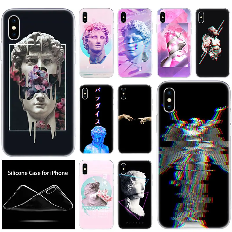 Роскошный силиконовый чехол для телефона David Medusa Vaporwave Art Apple iPhone 11 Pro XS Max X XR 6 6S 7 8 Plus