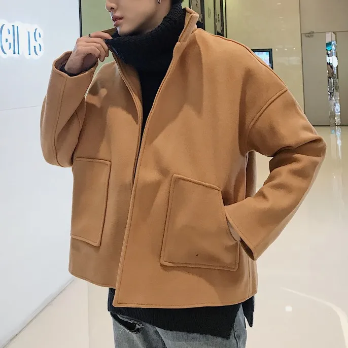 Мужское короткое корейское зимнее пальто bf из Гонконга модное шерстяное осеннее