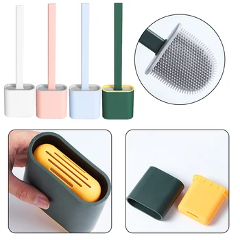 

Bathroom Silicone Toilet Brush Rotatable Silicone Flex Toilet Brush With Holder Bathroom Utensils Household Wash Cleaning Brush