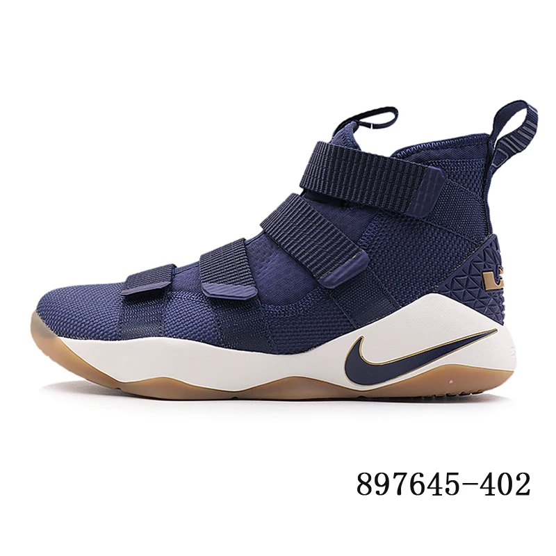 И аутентичный с LEBRON SOLDIER 11 Для мужчин Баскетбольная обувь со средним вырезом Спорт на открытом воздухе кроссовки Новое поступление 897647-005 - Цвет: 897645-402