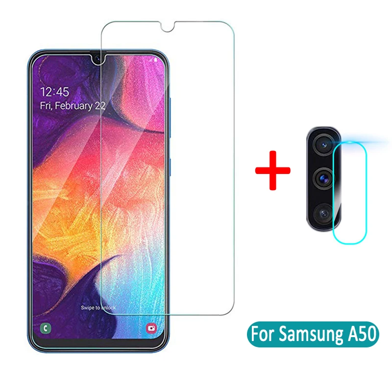 2 в 1 для samsung galaxy a 50 прозрачного стекла для samsung galaxy a 50 закаленное защитная пленка, стекло защитная пленка для экрана