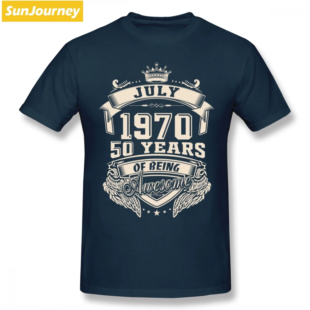Born In July 1970 50 лет быть удивительным Мужская футболка оверсайз Хлопок Crewneck короткий рукав пользовательские футболки для мужчин - Цвет: Тёмно-синий