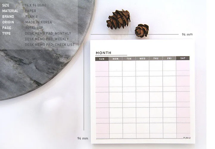 Календарь дневник планировщик, блокнот, контрольный список, на каждый день, записная книжка, управление времени руководства по расписанию повестки дня небольшой ежедневник - Цвет: month plan 100x100