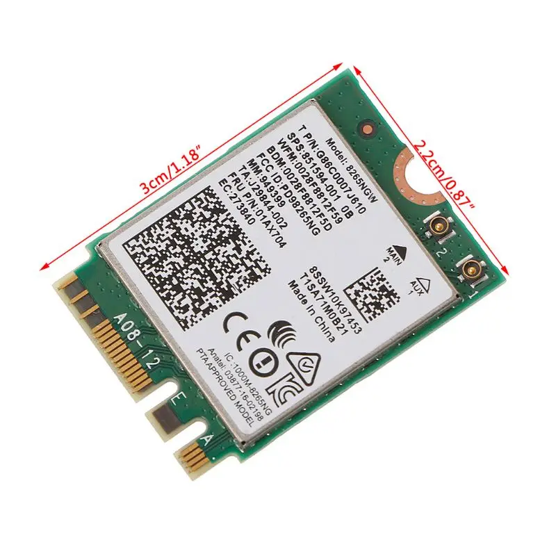 Двухдиапазонная 2,4/5 ГГц Беспроводная NGFF Wifi карта для Intel 8265 AC AC8265 8265NGW M.2 Прямая поставка