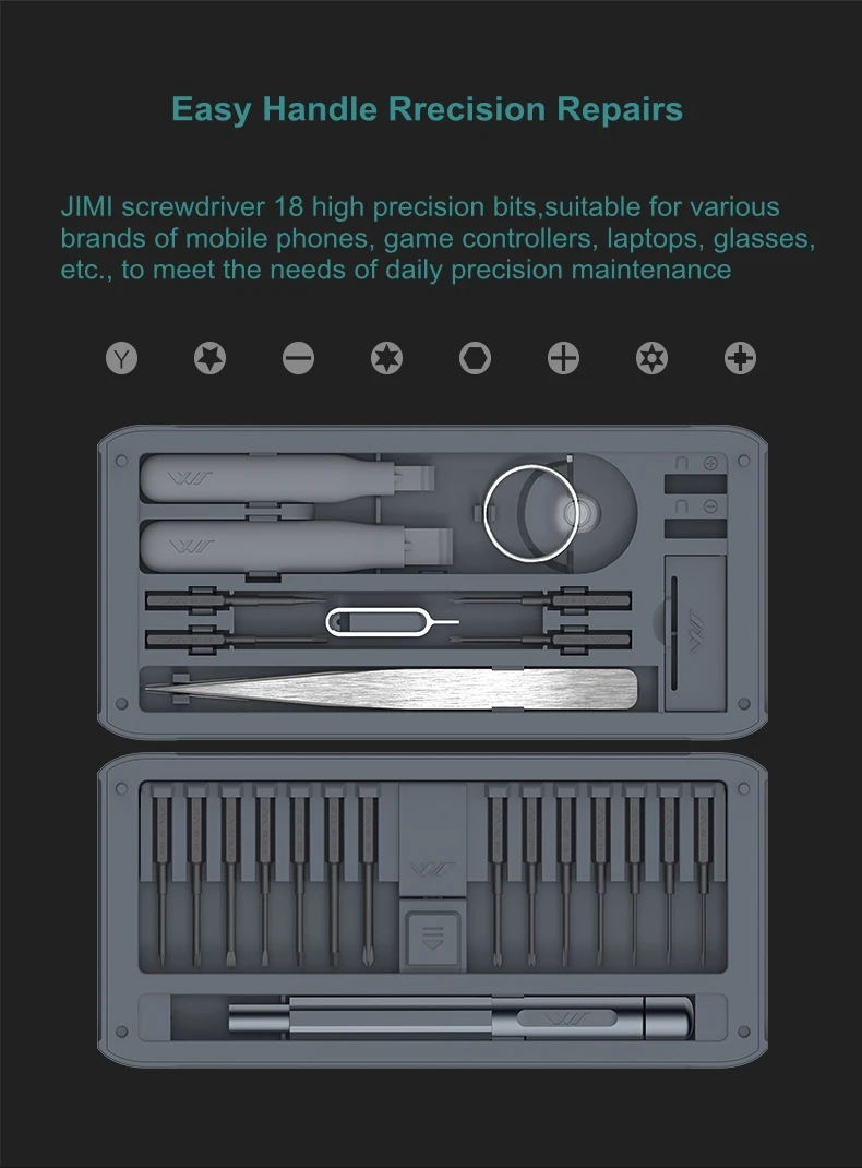 JIMI JM-GNT26 26 в 1 многоцелевой прецизионные отвертки комплект инструмента для ремонта винт DIY Драйвер набор w/пинцет