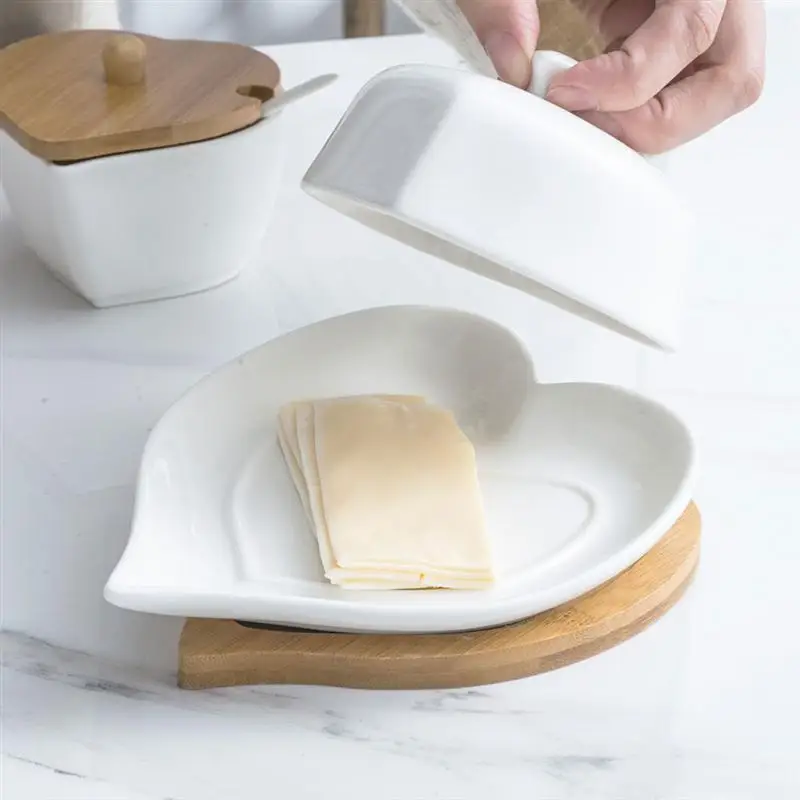 ADIVEE Beurrier Pour Le Canada Brique De Buter 0,5 Kg, Hermétique En Porcelaine Pour Contenir Une Livre Entiere De Beurre Recipient A Beurre En Ceramique Avec Couvercle Et Couteau Rangement Du