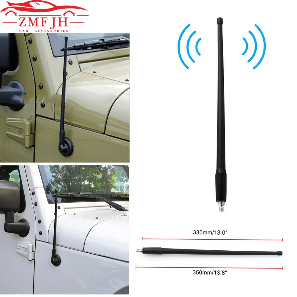 Radio Antenna 13" Mast Fits Jeep Wrangler Screw Flexible Rubber AM FM Signal
