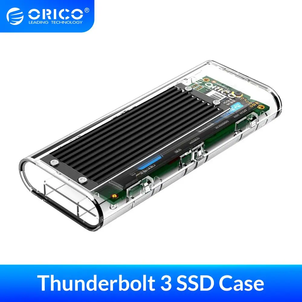 ORICO Thunderbolt 3 M.2 NVME SSD корпус 40 Гбит/с 2 ТБ прозрачный USB C чехол с кабель для Mac