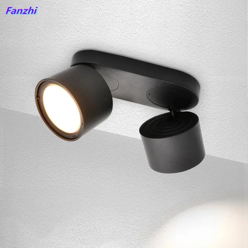 Dual head dimmable led spotlight, 14W, 24W, AC110V-240V, angle adjustable, hallway, ceiling spotlight