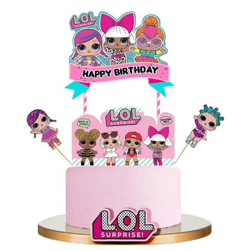 

Original LOL Surprise Dolls 24pcs Cake Card Fruit Plug-in Children girl Birthday Party Supplies Plugin Puppy Patrol Toys Set
