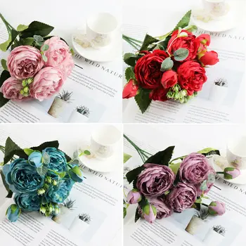 

7 Colors Fashion Artifical Rose Silk Flower Bouquet Cheap Fake Flowers for Home Wedding Decoration Indoor