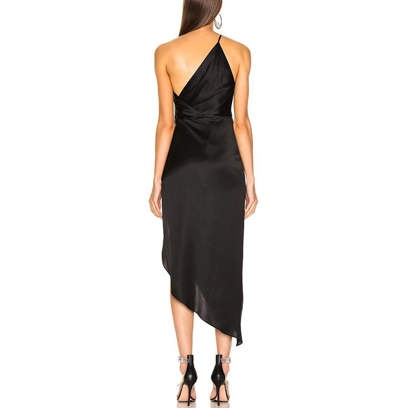 Gosexy, новинка, Vestidos, женское асимметричное платье на одно плечо, без рукавов, тонкое, Драпированное, вечерние, сексуальное, с разрезом, облегающее платье
