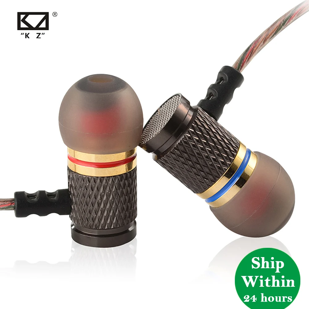 Спортивные наушники вкладыши KZ ED2/EDR1 Hi Fi металлические аурикулярные медные