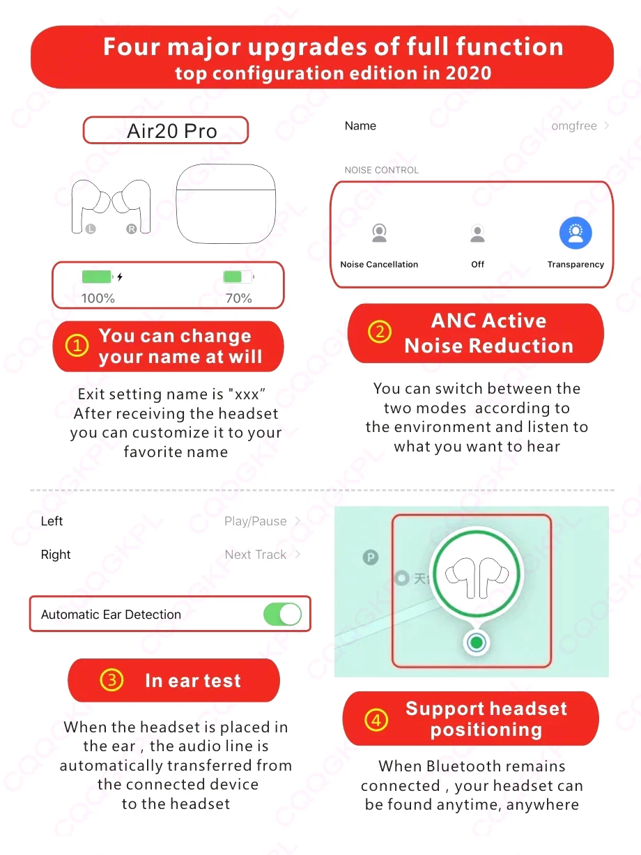 Airoha 1562H AirX Plus TWS ANC Wireless Bluetooth Earphone Active Noise Cancellation Air3 Super bass PK i90000 MAX i900000 MAX