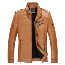 Мужская Осенняя Новинка, повседневная куртка из толстого флиса с карманами, кожаная куртка, Мужская мотоциклетная винтажная куртка из искусственной кожи