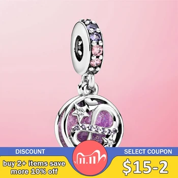 

925 Sterling Silver Glittering Infinity Hearts & Stars Dangle Charm fit Original Pamura Charm Bracelet S925 Silver Jewelry Gift