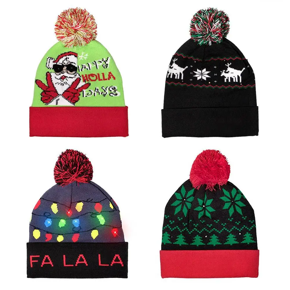 

New High-quality Glowing Christmas Hat Fashion Glowing Christmas Hat For Stocking Stuffers Giveaways Handouts Caroling Parades