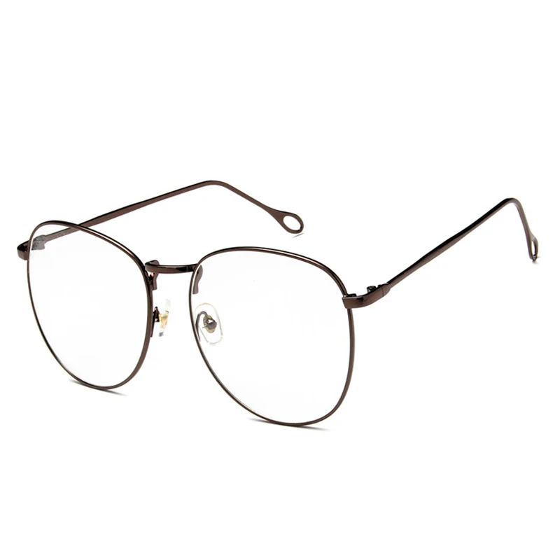 Унисекс, модные очки с прозрачными линзами, круглые солнцезащитные очки, Ретро стиль, металлическая большая оправа, Женские Простые зеркальные очки