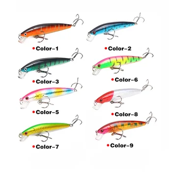 

8pcs/set Hard Bait Fishing Lure 10cm /7.5g 3D Eyes Lake Artificial Minnow Wobble Jerkbait Crankbait Depth 2m Cheap Wholesale