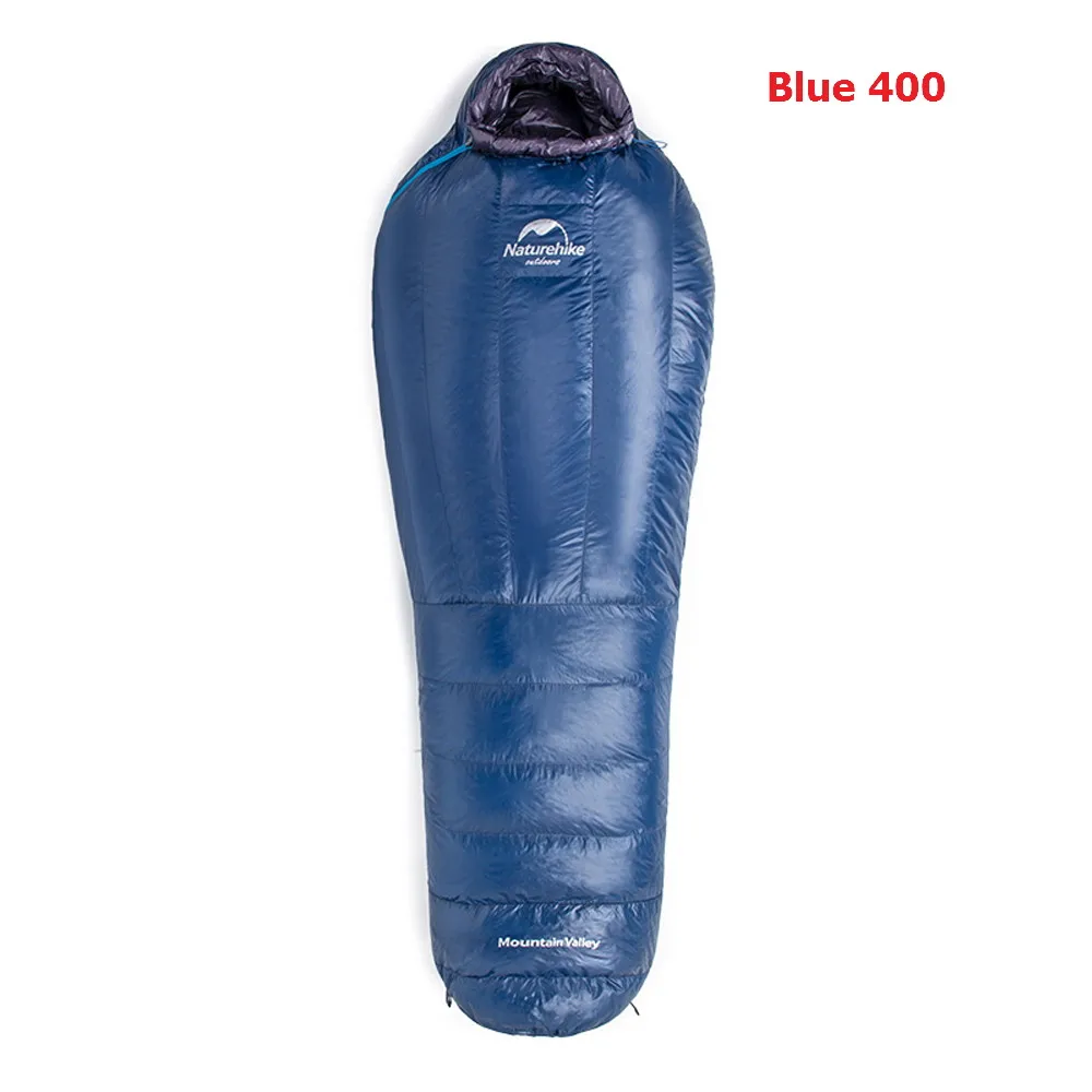 Naturehike гусиный пух Мумия спальный мешок зимний 20D 400T нейлон водонепроницаемый теплый спальный мешок портативный Кемпинг путешествия NH19YD001 - Цвет: Blue 400