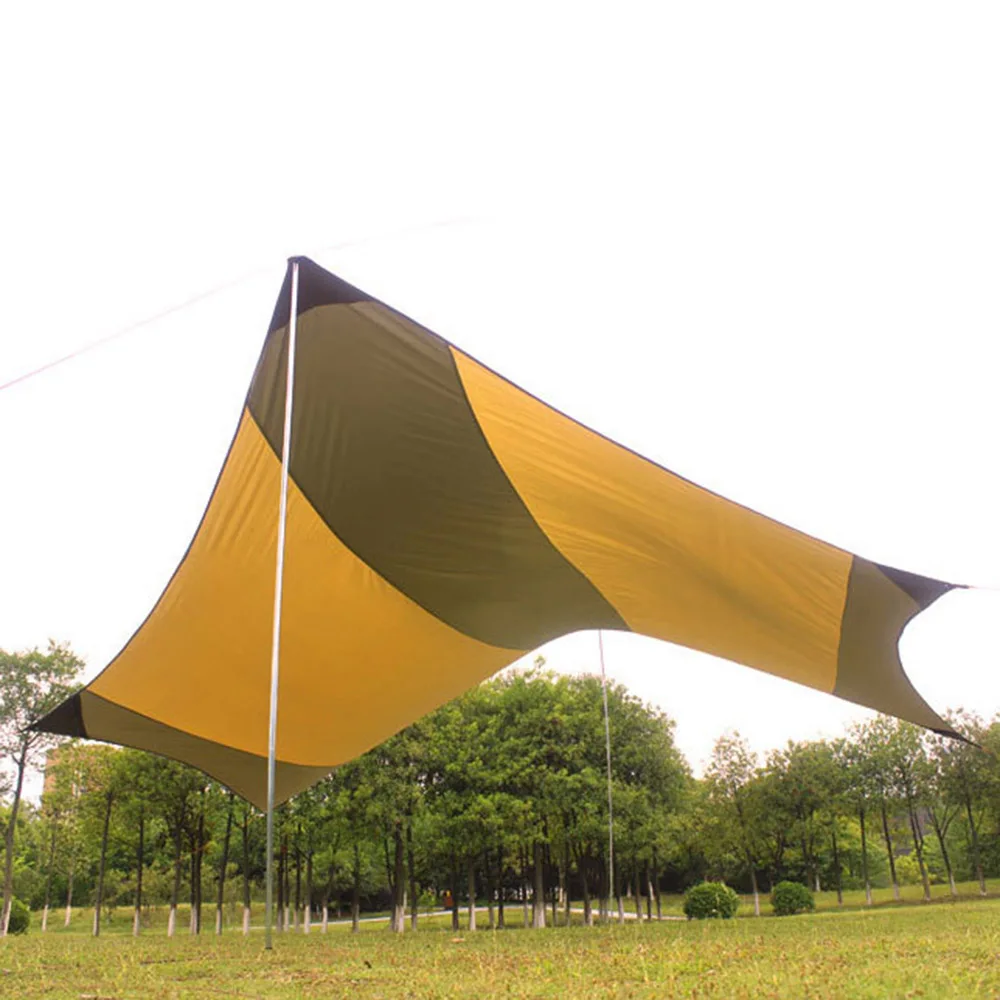 5.5*5.6*2.4M Awning Waterproof Tarp Tent 210D Silver Coated Oxford Fabric Iron Poles Sunshade Outdoor Camping Shelter Camping