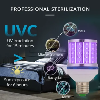 

Ozone Sterilization Corn Lamp Timing Disinfection 80W UVC Home E26/E27 Light for Household Rooms Mite Killing Lamp Intelligent