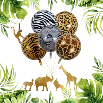

PATIMATE Animal Texture Foil Balloon Jungle Safari Party Birthday Party Decoration Kids Baloon Zebra Tiger Giraffe Print Ballon