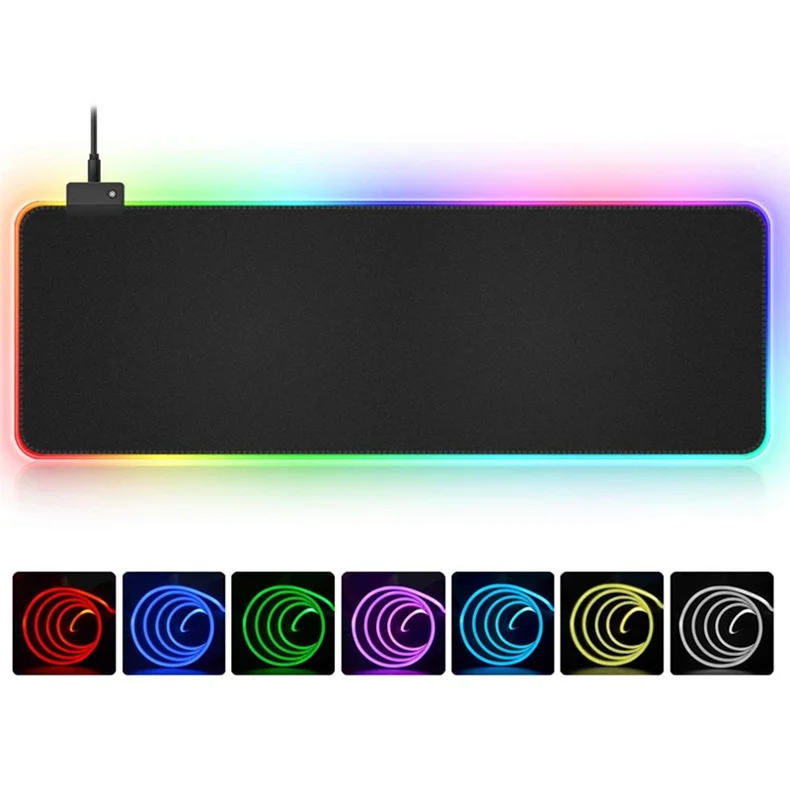 RGB Soft Large Gaming Mouse Pad Oversize Glowing Led Extended Mousepad Non-Slip Rubber Base Computer Keyboard Pad Mat