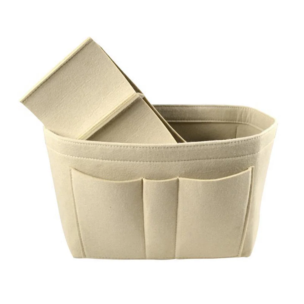 

Girl Multifunction Felt Organizer Storage Protective Toiletry Solid Cosmetic Insert Large Capacity Makeup Bag Soft Travel