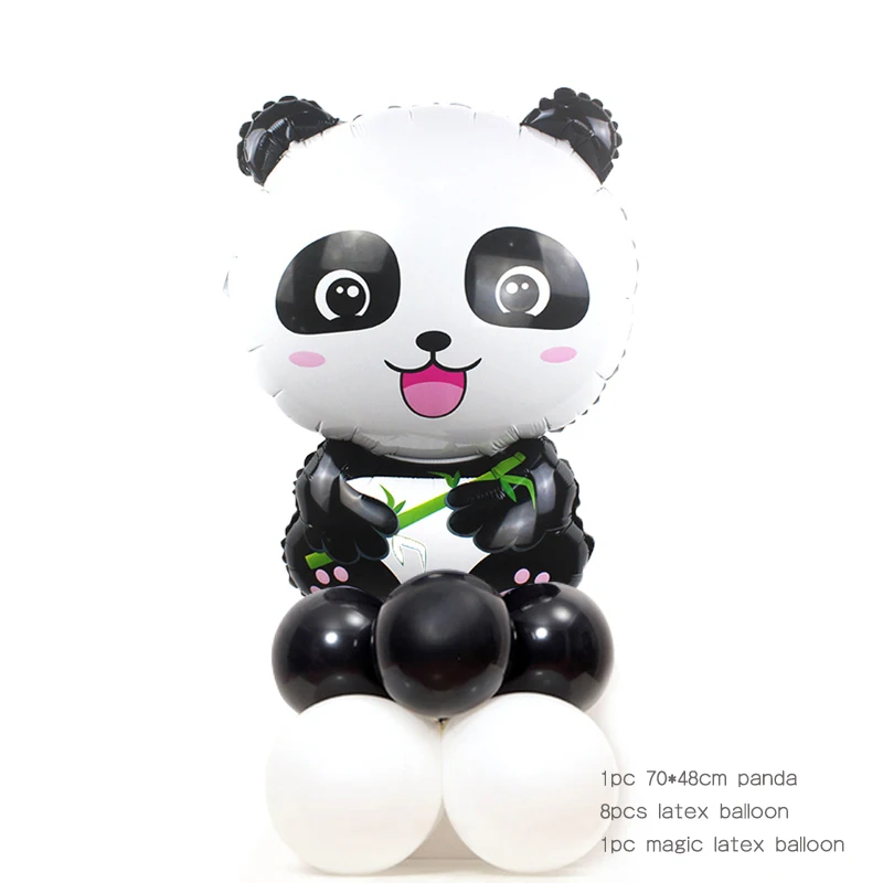 Шарики с пандой из мультфильма звезда латекс черный номер Счастливый День Рождения Вечеринка для украшения детского душа дети животное баллон подарки - Цвет: L panda BW set