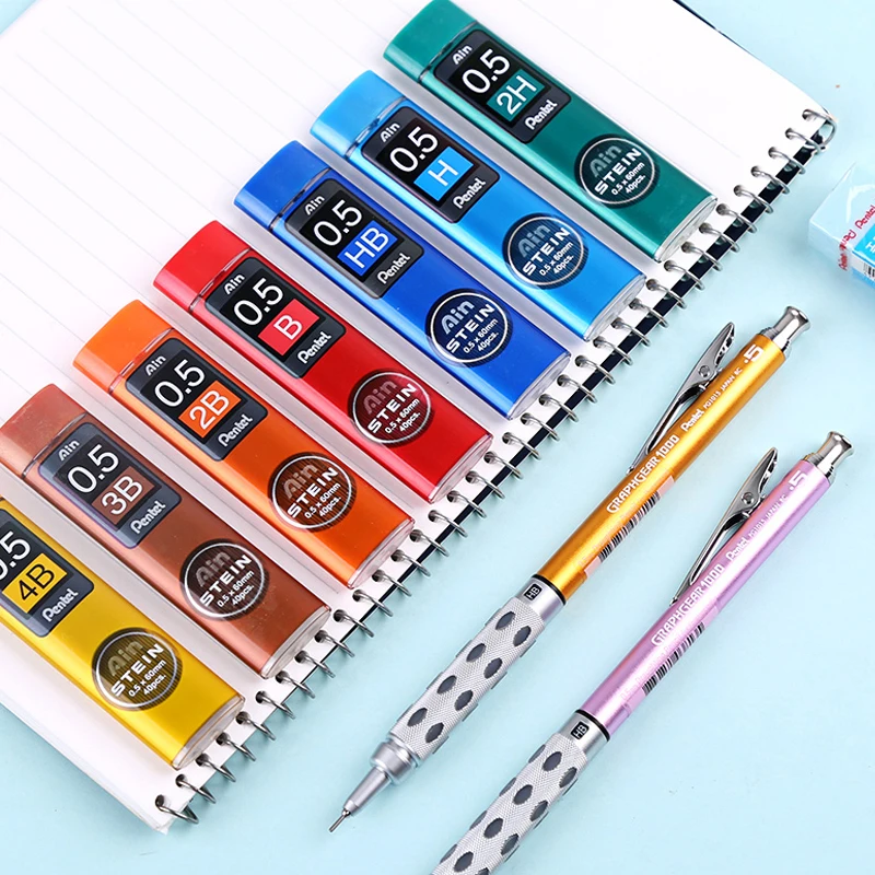 Pentel 4 трубки/партия Stein усиленный кремниевый карандаш 0 5*60 мм 2H H HB B 2B 3B 4B для