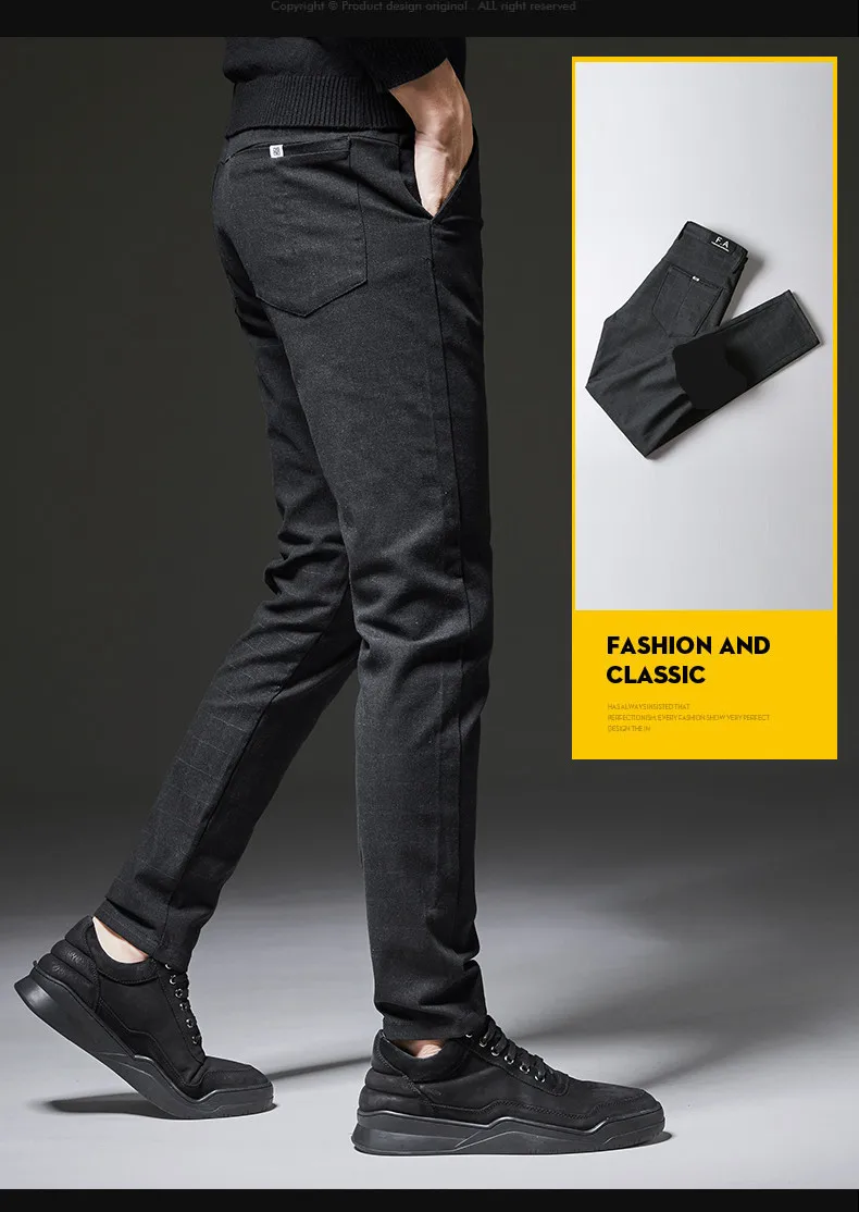 Drizzte Winter Fleece Mens Pants Dress Black Grey Trousers Casual Slacks Pants for Work Smart Casual for Winter