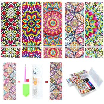 

Huacan 5d DIY Pencil Case Diamond Painting Mandala Special Shaped Diamond Embroidery Stationery Box Christmas Gift