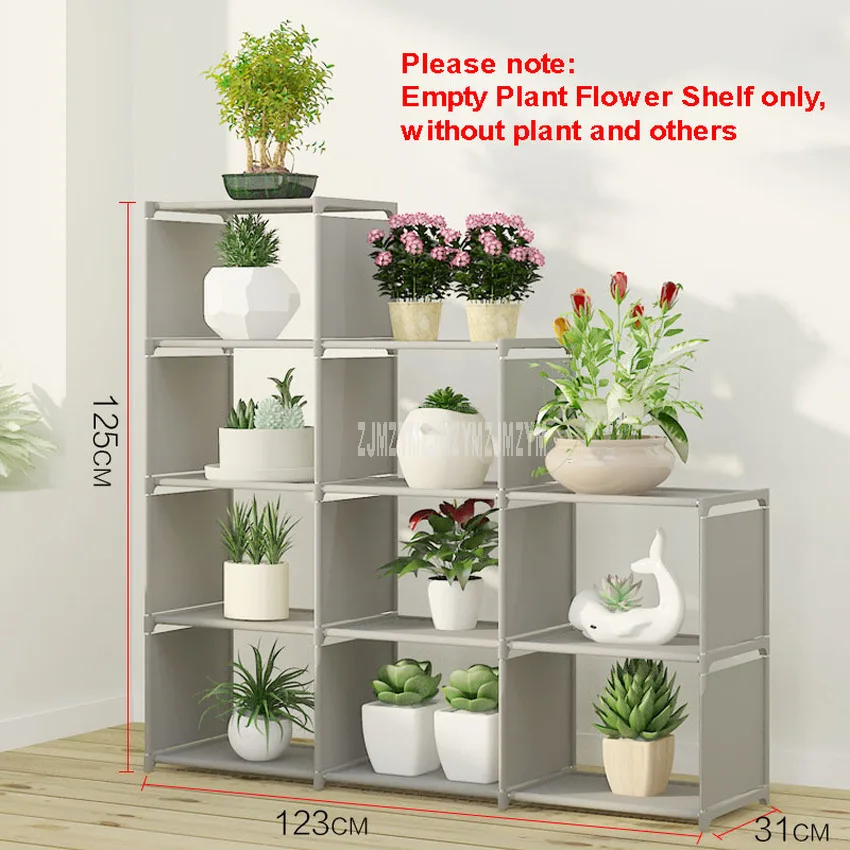 Multi-layer Foldable Plant Flower Pot Stand Shelve Free Combination Flower Display Rack Shelf Indoor Non-woven Fabric Steel Pipe - Цвет: silver gray
