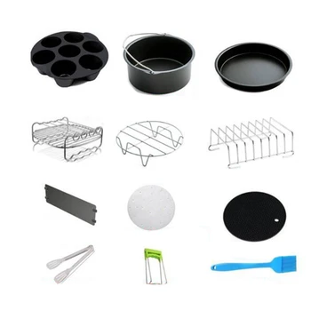 

Air Fryer Accessories 8 Inch Fit for Airfryer 5.2-8QT Baking Basket Pizza Plate Grill Pot Kitchen Cooking Tool for Party