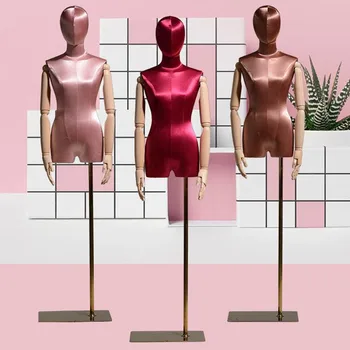 

Fashion 4style color silk female mannequin body stand dress wood hand Mannequin,flexible women,adjustable rack,doll 1PC D316