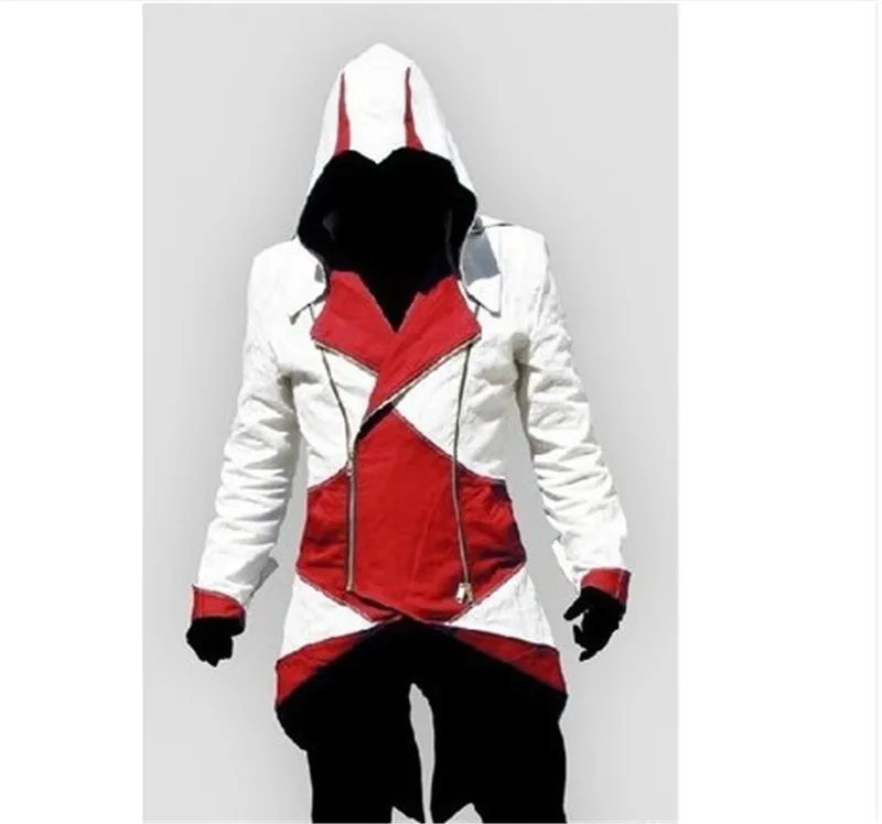 White amd red Assassin's Creed Косплэй куртка Connor костюм на Хэллоуин - Цвет: White amd red
