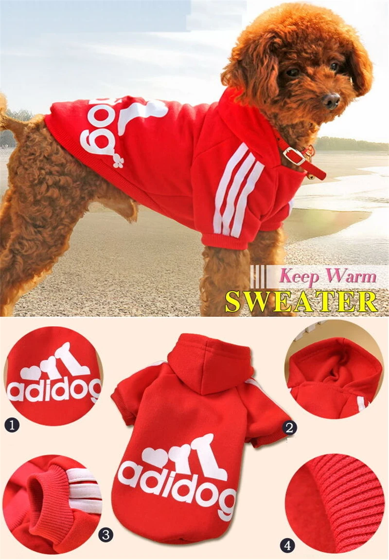 Модные пальто для домашних животных, одежда для собак, повседневная осенне-зимняя верхняя одежда с капюшоном Adidog, одежда для собак, теплое пальто с капюшоном, одежда, куртка