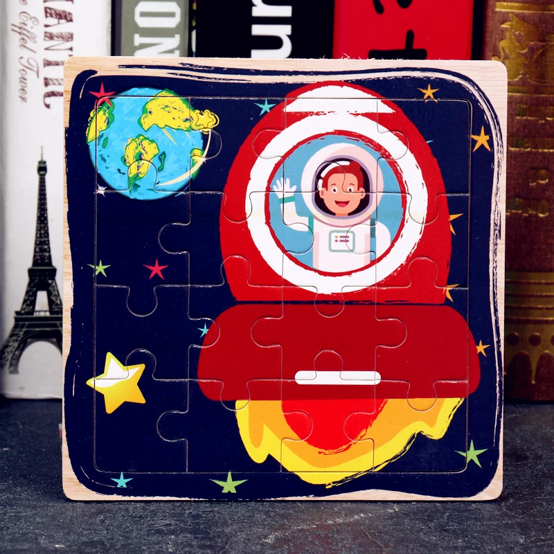 15x15 см деревянная игрушка-головоломка Животные Сова мультфильм самолет школьный автобус Детская Головоломка обучающие игрушки-пазлы для детей Рождественский подарок